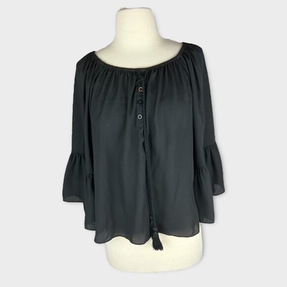 My Michelle | Vintage Y2K Black peasant top | Small - Picture 1 of 11
